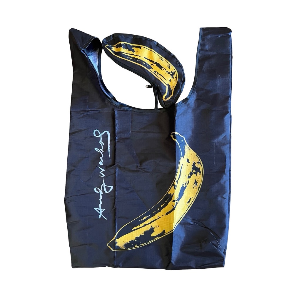 Andy Warhol Banana Pop Art Reusable Tote Bag Foldable Shopper with Pouch